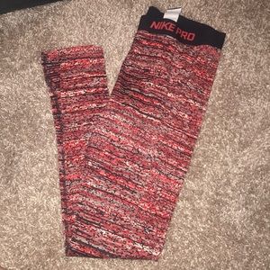 Nike fleece red pattern leggings